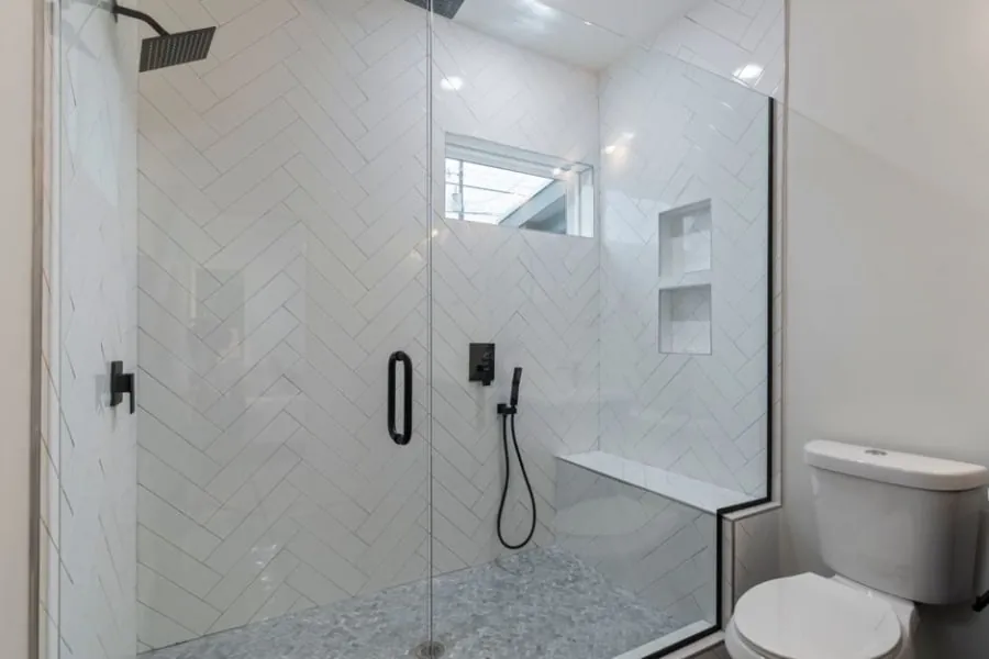 Future-proofed accessible shower in a Derby bungalow