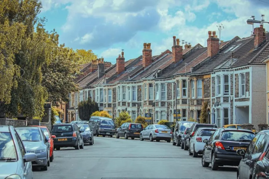 Row of classic British terraced houses of the kind found in Derby's conservation areas