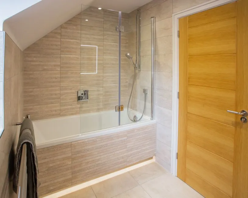 Bathroom suite on display in a Derby showroom offering point-of-sale finance