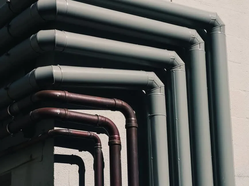 Copper pipework runs feeding a bathroom in an older Derby property