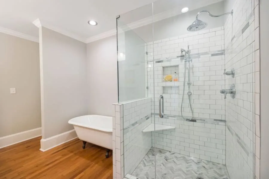 Compact modern en-suite with a glass shower enclosure in a Derby home