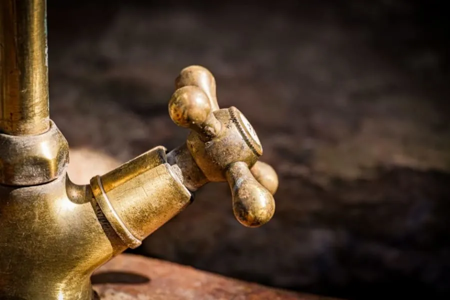 Old brass and copper pipework of the kind found in Derby period homes