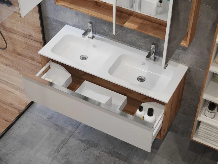 Bathroom vanity unit with drawers for storage