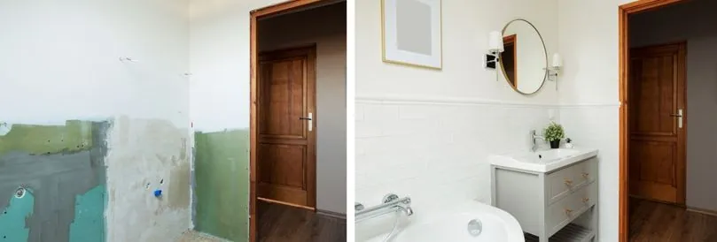 Full bathroom renovation underway in a Derby home