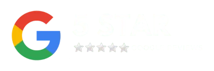 Google logo with five gray stars, indicating a five-star rating.